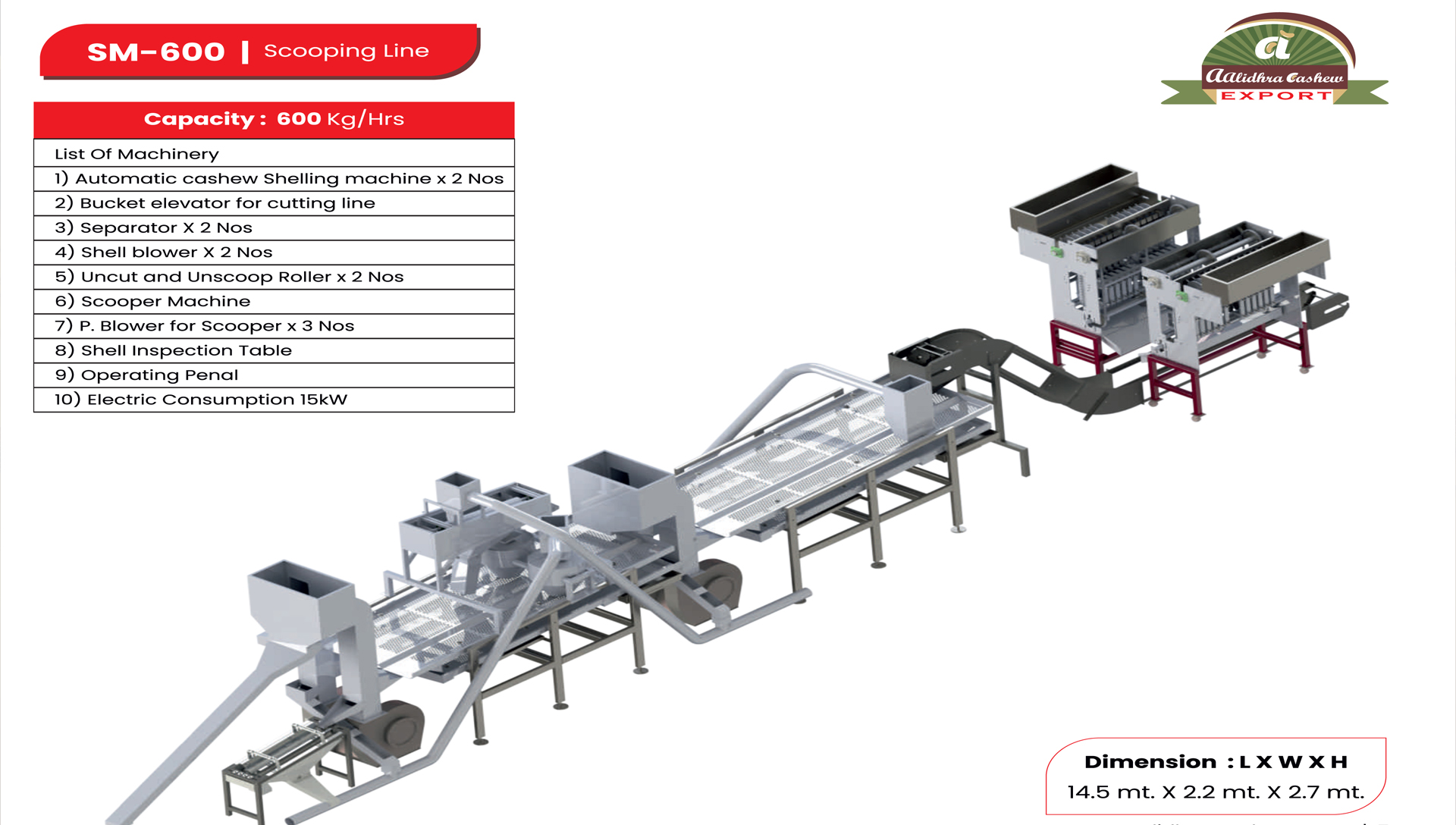 600 KG/Hr Cashew Shelling Machine Raw cashew nut processing machine Bangladesh